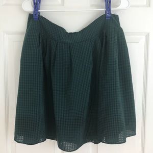Green Gingham Pleated Skirt (elastic waistband)